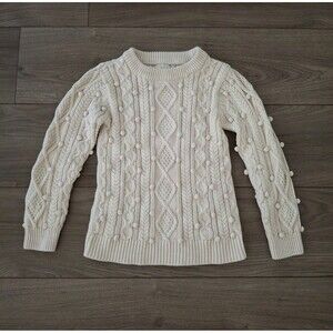 Peek Kid's Cable Knit Pompom Sweater Pullover 100% Cotton  Girl's XL 10